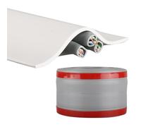 500cm Goulotte Passe Cable Sol en PVC, Autocollante, Découpable et Raccordable sur Mesure, pour La Maison et Le Bureau Sécurisée pour Les Animaux(White,1x5x500cm)