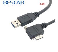 500cm Left Câble de données Micro B coudé à 90 degrés, droit, gauche, haut et bas, USB 3.0, support à vis de verrouillage vers USB 3.0 USB3.0 A mâle, 1.2m 3m 5m
