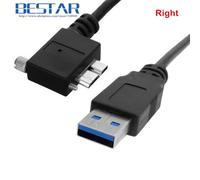 500cm Right Câble de données Micro B coudé à 90 degrés, droit, gauche, haut et bas, USB 3.0, support à vis de verrouillage vers USB 3.0 USB3.0 A mâle, 1.2m 3m 5m