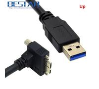 500cm Up Câble de données Micro B coudé à 90 degrés, droit, gauche, haut et bas, USB 3.0, support à vis de verrouillage vers USB 3.0 USB3.0 A mâle, 1.2m 3m 5m