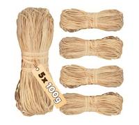 500g de Raphia Naturel (5x 100g) | Idéal pour l'Artisanat, la Vannerie, les Bouquets de Fleuristes | Matériau de Remplissage et