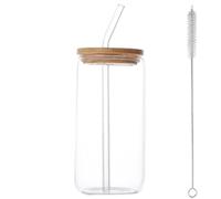 500ml/16oz Iced Coffee Cup, 1 Pack Glass Tumbler Glass Cups with Lids and Straws, Beer Glasses Tea Cup Reusable Bottle for Cocktail, Milk, Ice Water, Juice, Coffee, Soda, Whiskey