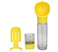 500ml Dog Water Bottle with Integrated Drinking Cup, Leakproof Pet Water Bottle for Outdoor Use, One - Hand Operation Dog Drinking Feeder with Garbage Bag Holder and Poop Scoop for (Jaune)