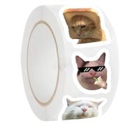 500pc Cat Meme Stickers Rolls | Autocollants de chat drôles | Mignon rôles de mèmes de chaton imperméables | Animaux auto-adhésifs décorations de vinyle pour cahiers et bouteilles d'eau