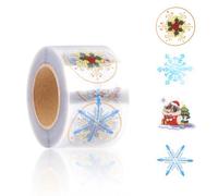 500pcs 3,8cm Autocollants Transparents Joyeux Noël, Feuille d'Or Ronde Autocollants Ronds Transparents Feuille Autocollants Joyeux Noël pour Sceller des Enveloppes Invitations Cartes de Voux
