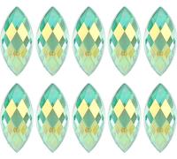 500pcs AB Horse Eye Strsestones imitation plat retour couleur vert clair cristal 7 x 15 mm