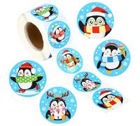 500pcs Adhésifs Mignons Pingouin, 38mm Hiver Rouleau Autocollants Noël Étiquettes Cachot Vacances pour Enfants Artisanats Cartes Vœux Emballage Cadeau Enveloppe Faveurs Fête d'Anniversaire