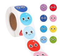 500pcs Autocollant de Visage Heureux, 2,54cm Petit Visage Souriant Stickers Rouleau 8 Couleurs Happy Face Stickers pour Enfants Fournitures de Récompense pour Enseignants Artisanat