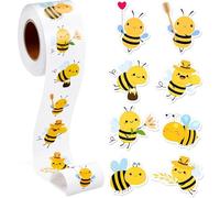 500Pcs Autocollants Abeilles Autocollants de Récompense Abeille de Dessin Animé Rouleau d'Autocollants en Vinyle Imperméables Étiquettes d'Abeille Autocollants Muraux Auto-Adhésifs pour Décor de Fête