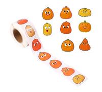 500pcs Autocollants Citrouilles d'Halloween, 8 Styles Autocollants Auto-Adhésifs avec Expressions Amusantes Enveloppes Scrapbooking Décoration Fête d'Automne Thanksgiving Halloween