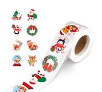 500pcs Autocollants de Noël, 8 Styles pour l'Artisanat Rennes Père Noël Sceaux d'Enveloppe Étiquettes