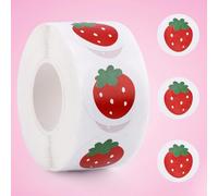 500pcs Autocollants Fraise, Autocollants Visage Fraise Mignon Autocollant Shortcake Aux Fraises Papier Couché Auto-Adhésif Autocollant Shortcake Aux Fraises Étiquettes Jointes Aux Fraises