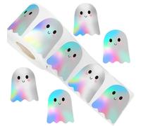 500pcs Autocollants Halloween Fantômes, Rouleaux d’autocollants Holographiques Imperméables Colorés, Stickers d’Halloween Enfants, Gommettes pour Scrapbooking, Enveloppes, Décoration de Fête Halloween