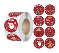 500pcs Autocollants Ronds de Noël 3,8cm, Rouleau de Noël Joyeux Noël Autocollants Ronds Auto-Adhésifs pour Fabrication de Cartes Scellement d'Enveloppes Emballage de Cadeaux Décoration de Fête Xmas