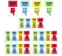 500pcs Autocollants Signez Ici, Onglets de Signature Auto-Adhésifs avec Motifs de Doigts pour Documents Contrats Cahiers Fournitures Scolaires et Bureau (4 Couleurs)