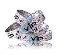 500pcs Bracelets VIP, Bracelets VIP Bracelets Fête en papier Bracelets en Papier Bracelets Brassards VIP pour les événements Entrée VIP Party Music Festival Concerts (Argent Holographique)