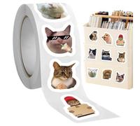 500pcs Cat Meme Sticker Roll, 10 Styles Autocollants De Chat Drôles, Autocollants En Vinyle Imperméables Animaux, Rouleau D'autocollant Étanche Drôle Avec Un Design Adhésif, Des De Traction