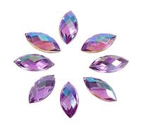 500Pcs en Forme d'Oeil de Cheval Acrylique Cristal Perles de Couture Fantaisie Ovales Brillantes 7 × 15mm pour Fabrication de Bijoux Mariage Robe DIY Décorations(Violet Clair)