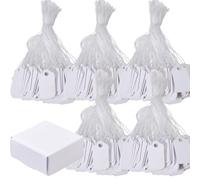 500Pcs Etiquette Prix, 24 * 15 mm Étiquette Blanches avec Ficelle, Étiquettes de Prix en Papier Vierges Inscriptibles, Etiquette Vetement Bijoux Cadeaux