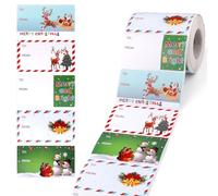 500pcs Étiquettes Autocollantes de Noël, Papier Cristal Autocollants Bonhomme de Neige Arbres Rennes Mignonnes pour Boîtes Cadeaux Sacs