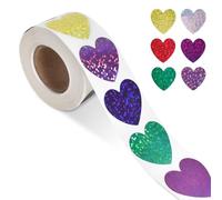 500Pcs Gommettes Autocollantes Enfant Stickers, 1 Pouce Glitter Incentive Récompense Autocollants Brillant, étoiles Autocollants, Autocollant Coeur, pour Enfants Motivation et Cadeau (Cœur)