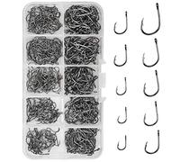 500pcs Hameçon de Pêche Crochets de Pêche en AcierCarbone avec Barbillon Hameçons Barbelés en 10 Tailles avec Boîte de Rangement pour Les Poissons d'eau Salée d'eau Douce