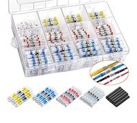 500Pcs Joint de Soudure Connecteur de Fil-Connecteurs Bout à Bout à Souder par Rétrécissement-Kits de Connecteurs à Souder-Bornes de fil Étanches Isolées pour Automobiles et Navires