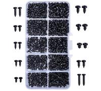 500Pcs Kit d'Assortiment de Vis Autotaraudeuses Noires, Cruciforme Vis avec Boîte pour Bois Métal Mou M2 M2.3 M2.6 M3 (10 Taille)