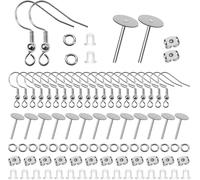 500pcs Kit De Fabrication De Bijoux Argent 2 Style Crochets De Boucle D'oreilles Clous Plaqué Argent En Cuivre Et Fermoirs De Boucles D'oreilles Ave Anneaux De Jonction Ouvert En Métal