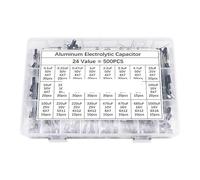 500Pcs/lot 0.1UF-1000UF 24Values 16V-50V Mix Aluminum Electrolytic Capacitor Assorted Kit And Storage Box Capacitance Meters