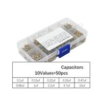500pcs/lot 10Values*50pcs 0.1uF-10uF(104~106) 50V Multilayer Ceramic Capacitors Assorted Kit Assortment Set with Storage Box EKFBQBGW