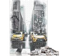 500pcs New York Yellow Taxis Puzzles Adultes Puzzles en Bois Jeu Éducatif pour Enfants 500pcs (52x38cm)