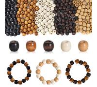 500pcs Perles en Bois à Grand Trou,5 Couleurs Perles Ovales Naturel, Perles Macramé Bois, Peles en Vrac pour Bricolage, Colliers,Décorations,Accessoires pour Macramé (12 mm, trou : 5 mm)