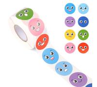 500pcs Petits Autocollants Sourire Enfants, 25mm Rond Rouleau d'Autocollants Smiley 8 Styles Mignons Minuscules Autocollants Incitatifs Visage Heureux pour Tableau Récompenses Salle Classe