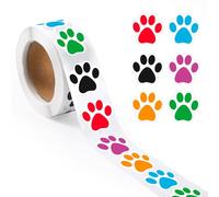 500pcs / Rouleau Autocollants Patte de Chien pour Enfants, 2,5cm Colorés Mignons Empreinte de Patte de Chien Autocollants de Patte de Chat pour Bouteilles, Joints d'Enveloppe, Bricolage