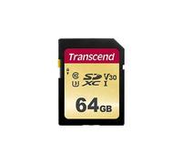 Transcend Carte mémoire flash 500S 64 Go SDXC UHS-I U3 V30 Class 10 Gold G