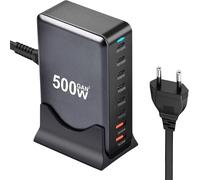 500W Chargeur Usb C,8 Ports Multiple Gan Chargeur Secteur Avec 6 Usb-C Et 2 Usb-A,Chargeur Rapide Station De Charge Adaptateur Compatible Avec Macbook Pro/Air Laptop,Iphone,Ipad Pro,Galaxy,Steamdeck