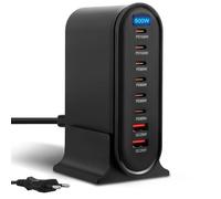 500W Chargeur USB Multiple, 8 Ports GaN Ⅳ Tech PD 100W Chargeur Rapide QC PPS Prise avec 6 USB-C et 2 USB-A Multiple Station de Charge Adaptateur pour Laptop Téléphone