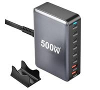 500W GaN Chargeur USB C, Type C Adaptateur, USB-C Chargeur Rapide Station Charge Adaptateur, PD 100W 65W Ordinateur Portable Alimentation Adaptateur PPS QC Charging Secteur