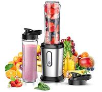 500W Mixeur Blender, Blender Smoothie Électrique avec 2 Bouteilles Tritan BPA-Free Portables de 600ml, Mixeur Smoothie avec 4 Lames en Acier Inoxydable, Mini Mixeur our Bebe Milkshake Smoothie Fruits