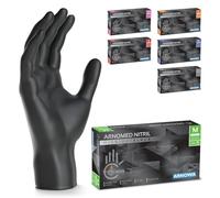 ARNOMED Gants nitrile taille M, gant nitrile noir, 500 pcs (5 boîtes), gants noir jetable non poudrés & sans latex, gants noir, gants de cuisine jetables, gants jetables noir XS, S, M, L, XL, XXL