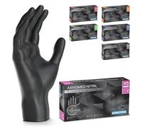500x ARNOMED® Gants en nitrile taille XS Noir, Gants à usage unique pour chirurgie & laboratoire, Gants en nitrile sans poudre & sans latex, Moufles en nitrile XS, S, M, L, XL, XXL