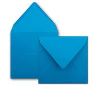 500x Enveloppes carrées bleu azur - 15,5 x 15,5 cm - sans fenêtre, à collage humide - 110 g/m² - Pour les cartes d'invitation de mariage, d'anniversaire et autres -Serie FarbenFroh