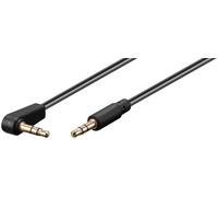 500x Goobay 67782 Câble de connexion audio AUX, 3,5 mm stéréo 3 pôles, slim, CU, coudé, 0.5 m, noir - jack 3,5 mm mâle (3 broches, stéréo) > jack 3,5 mm mâle (3 broches, stéréo) 90