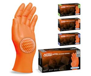 500x PROGRIP Gants nitrile taille XXL Orange [Avec double épaisseur et texture diamantée], Gants nitrile à usage unique pour atelier, industrie et montage, Gants nitrile à usage unique