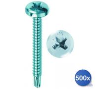 500X Vis Autoperforante Drillex&Reg; Mustad Zincée Blanche Tc Ph E-100 4,2X13