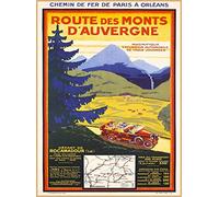 501 Plaque Metal Route Des Monts D' Auvergne France French Vintage Travel Métal Mur Affiche Décorative Wall Sticker Rétro Poster Aluminium Pour Restaurant Garage Maison 20x30 cm