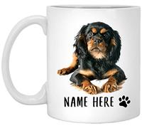 501 Tasse À Café Cavalier King Charles Spaniel Marron Noir Couché Texte Personnalisé Tasse À Thé Fine Café Tasses Vintage Tasse En Porcelaine Pour Cadeau Anniversaire Papa Idée Cadeau 330 ML