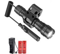 501b V6 Tactical Led Flashlight 50000 Lumens Matte Black Led Hunting Flashlight With Picatinny Mount, Rechargeable Batteries And Pressure Switch Included Flashlight For Outdoor Hunting