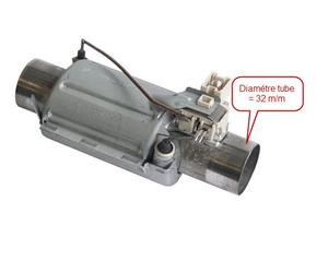 5029761800. RESISTANCE TUBE AVEC SECU 2000W DIAM 32 ARTHUR MARTIN ELECTROLUX